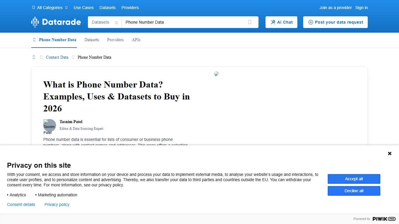 Phone Number Data: Definition & Best Datasets 2026 Datarade